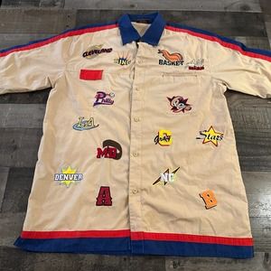 VTG ALL MINE Hip Hop Sportwear NBA Embroidered Men's Button Down Shirt SZ XL